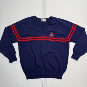 Vintage Navy Blue And Red Stripped 80s Crewneck Sweater Size 22